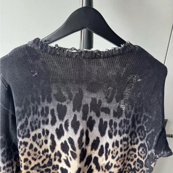 R13 Leopard Print Cardigan in Black and Cream - Picture 7 of 11